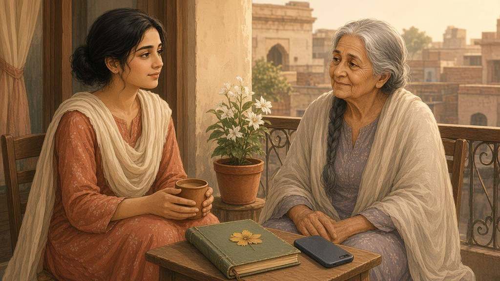 Laila's face softens as she remembers bare feet on warm brick and unhurried afternoon light.